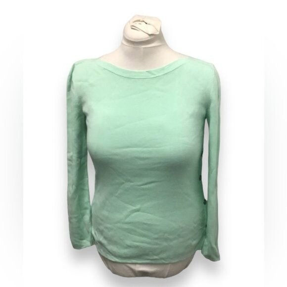 Talbots Women’s Long Sleeve Round Neck Button Down Sides Knit Top, Size XS - Picture 1 of 7